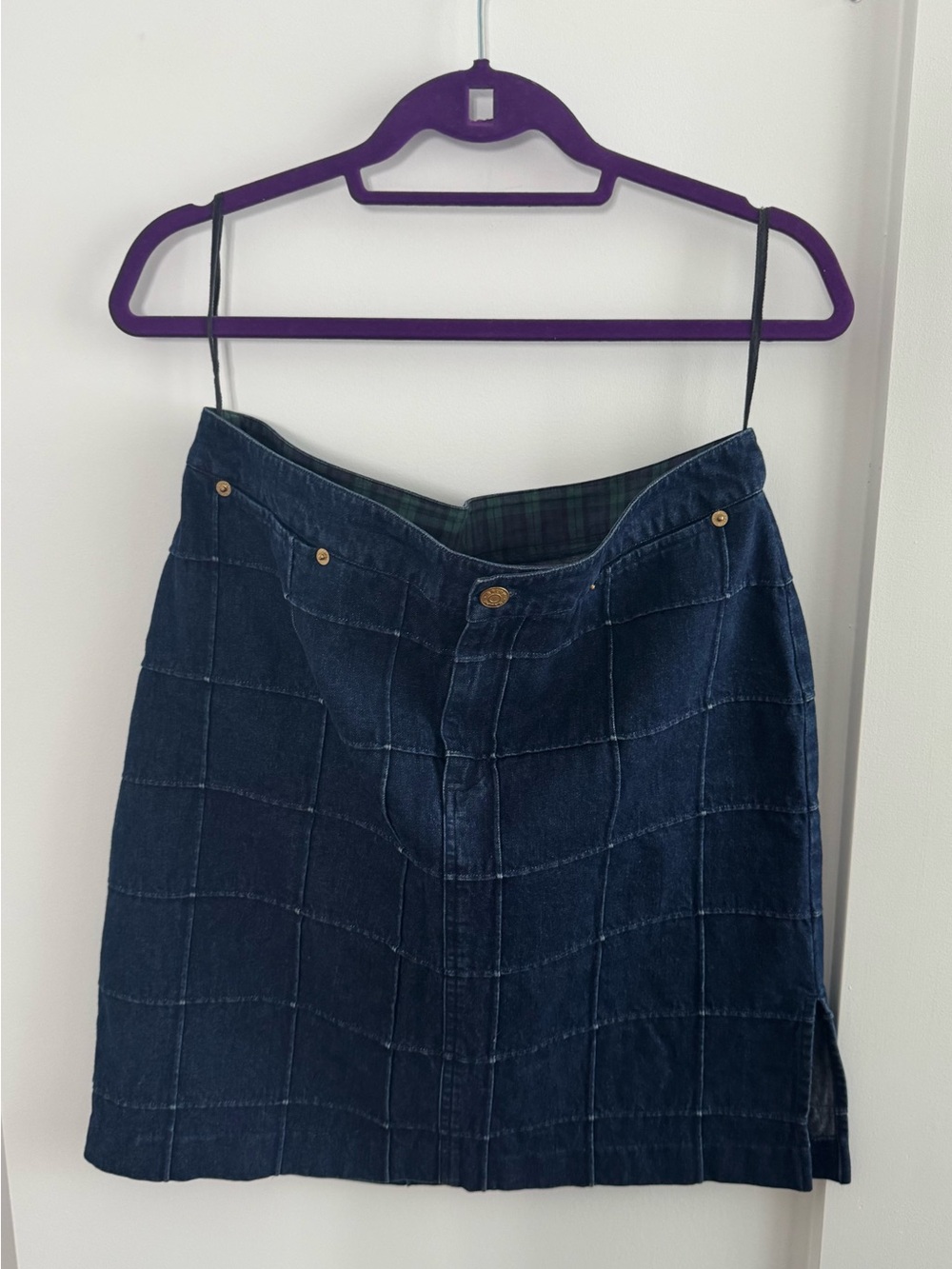 Ralph Lauren Navy Patchwork Denim Mini Skirt